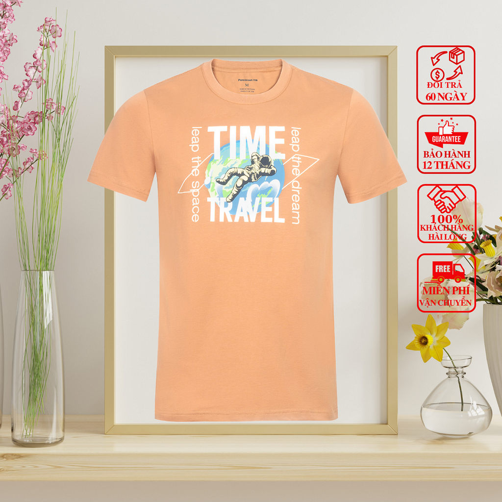Áo thun nam cao cấp ALLPURE space print t-shirt - brown