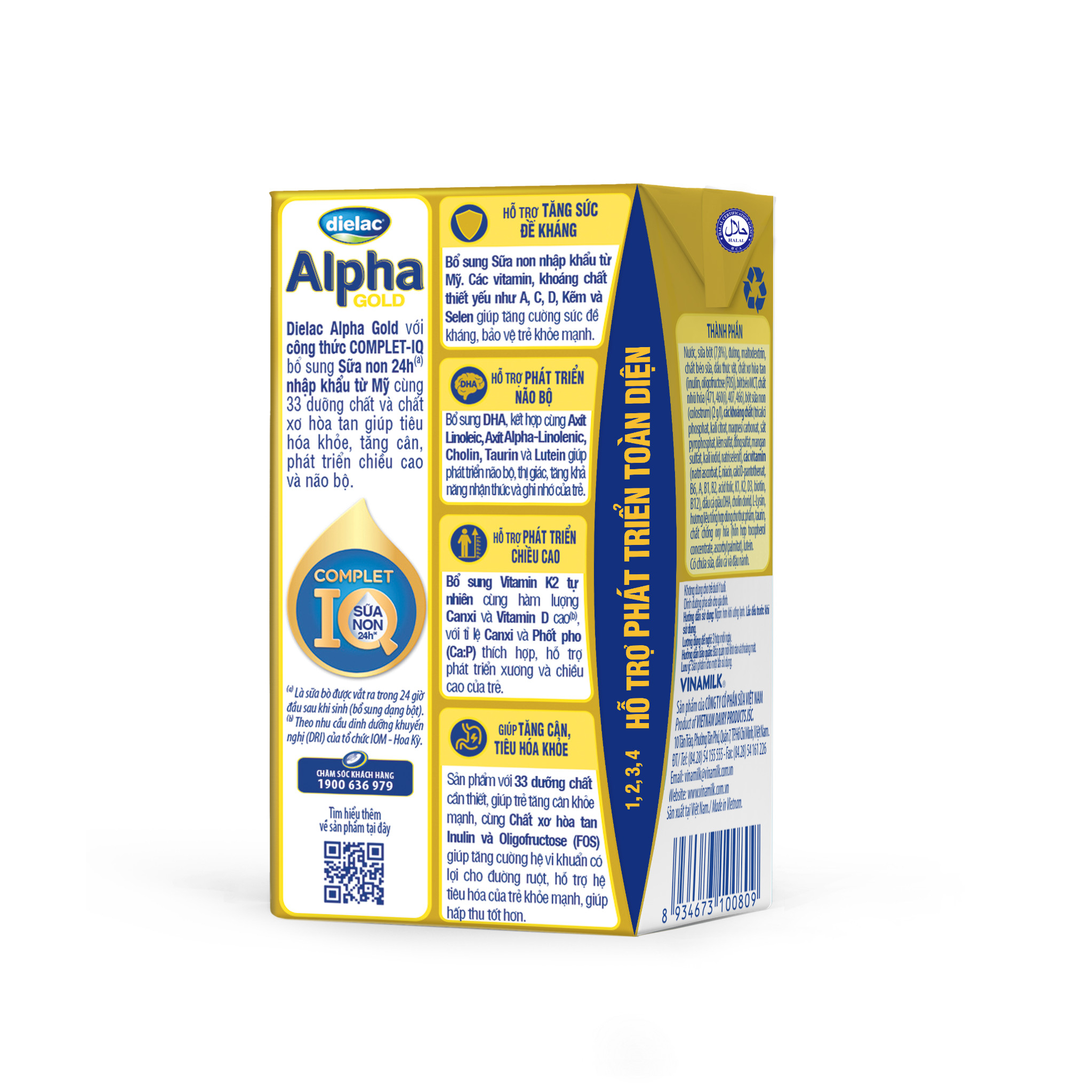 [HSD T12-2023] Thùng 48 Hộp Sữa Bột Pha Sẵn Dielac Alpha Gold IQ 110ml.