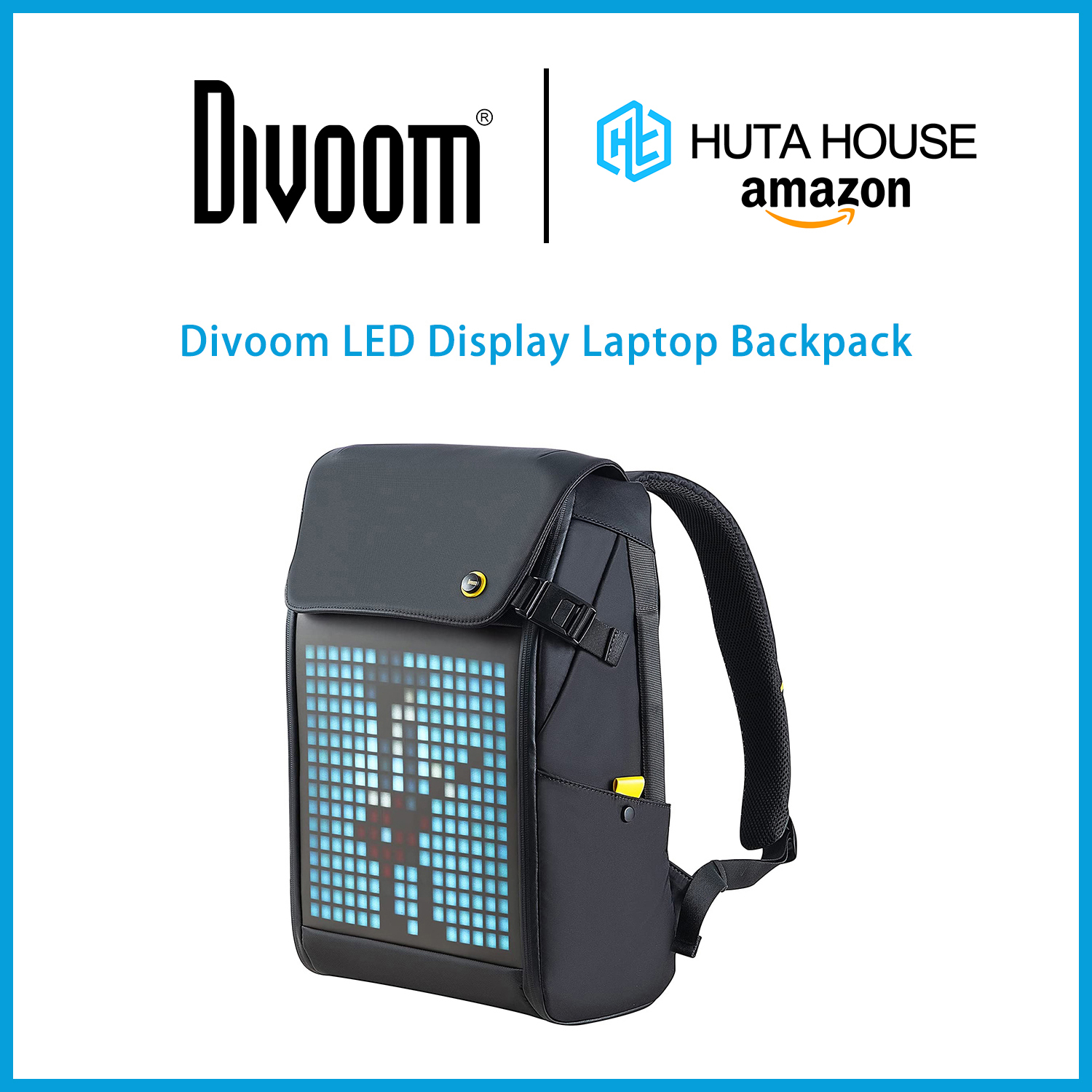 Balo đèn Led, Divoom Pixoo Backpack M, (hàng có sẵn), Ba lô Laptop 15inch, màn hình led, chống thấm
