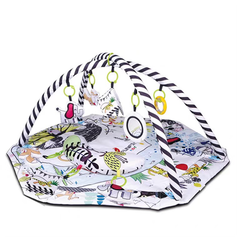 Thảm nằm chơi, thảm vận động cho bé Infantino Deluxe Twist & Fold 4 in 1 , gấp gọn kèm GỐI đỡ ngực có nhạc dây cót