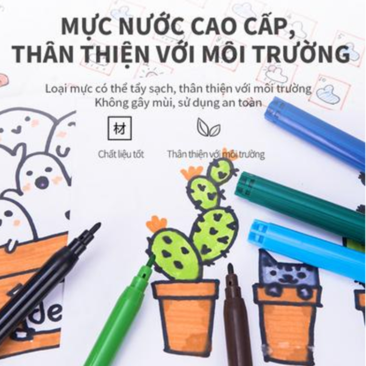 Bút màu nước 1.0mm Deli chuyên nghiệp - Bút dạ tô màu chất màu siêu bắt mắt - Bút lông tô màu cho học sinh EC10013