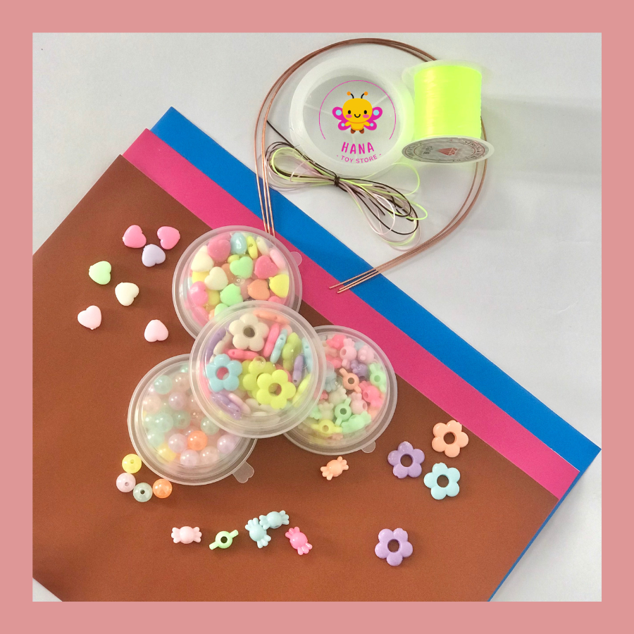 Hạt nhựa Acrylic xâu vòng làm trang sức thủ công, màu sắc ngọt ngào
