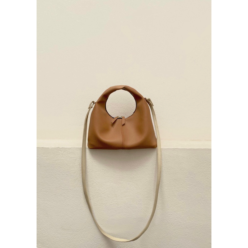 𝐅𝐔𝐋𝐋𝐒𝐄𝐓 Chow bag màu NÂU + nơ KEM + quai đeo chéo