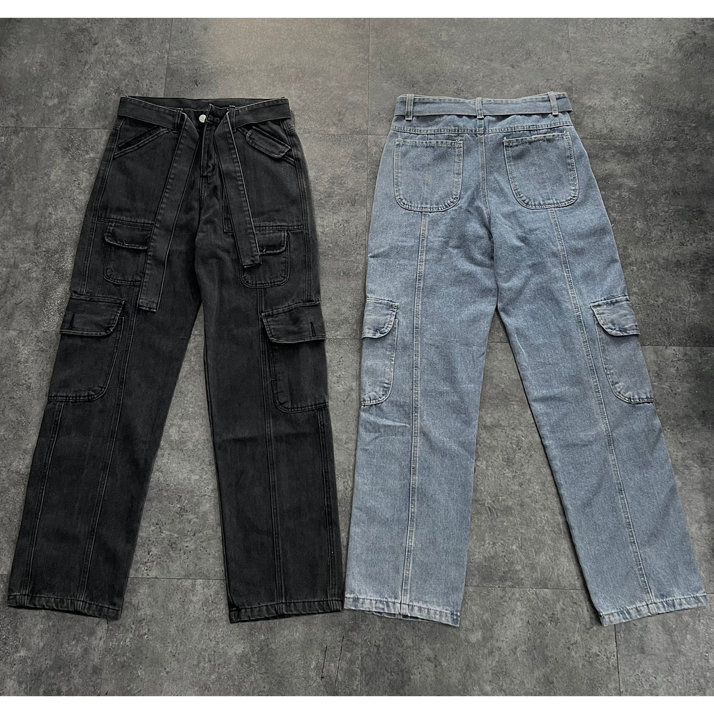 Quần Baggy Jeans TÚI HỘP có dây Ống Suông Unisex