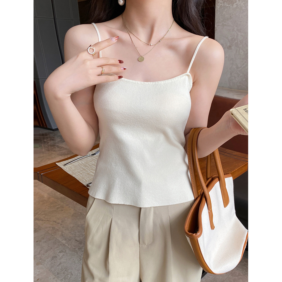 Áo hai dây nữ trơn, áo ba lỗ nữ trơn len tăm