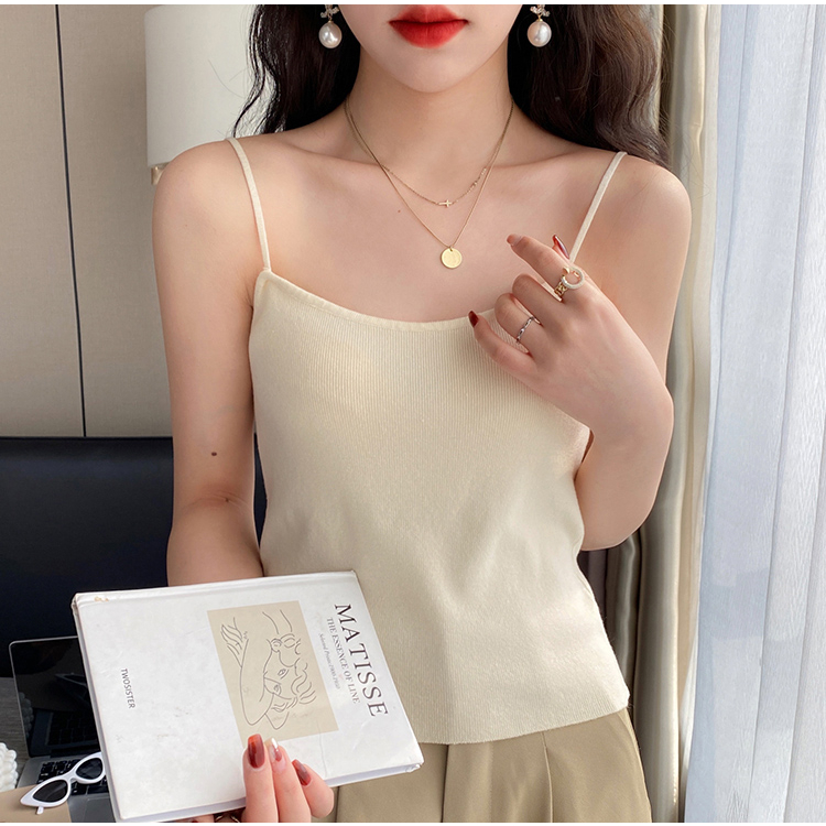 Áo hai dây nữ trơn, áo ba lỗ nữ trơn len tăm