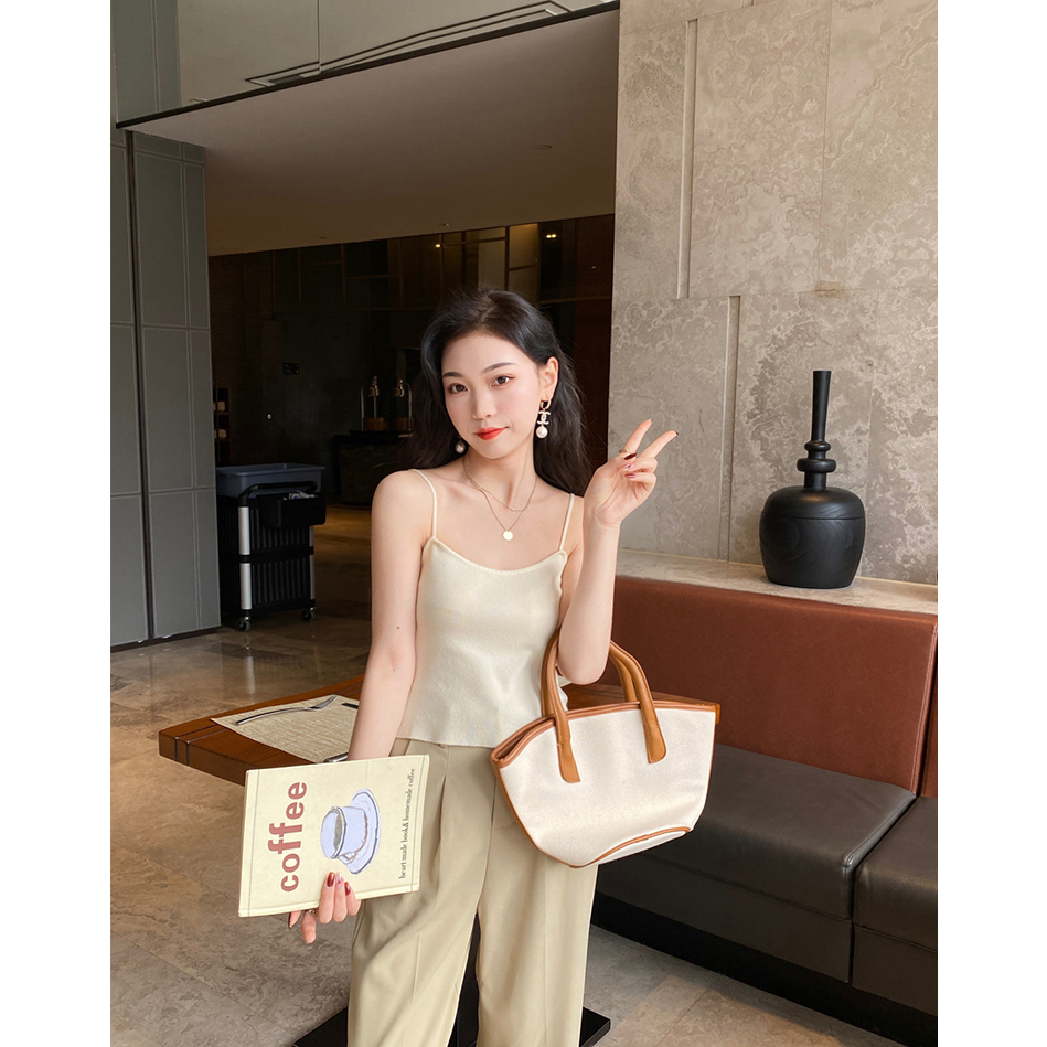 Áo hai dây nữ trơn, áo ba lỗ nữ trơn len tăm