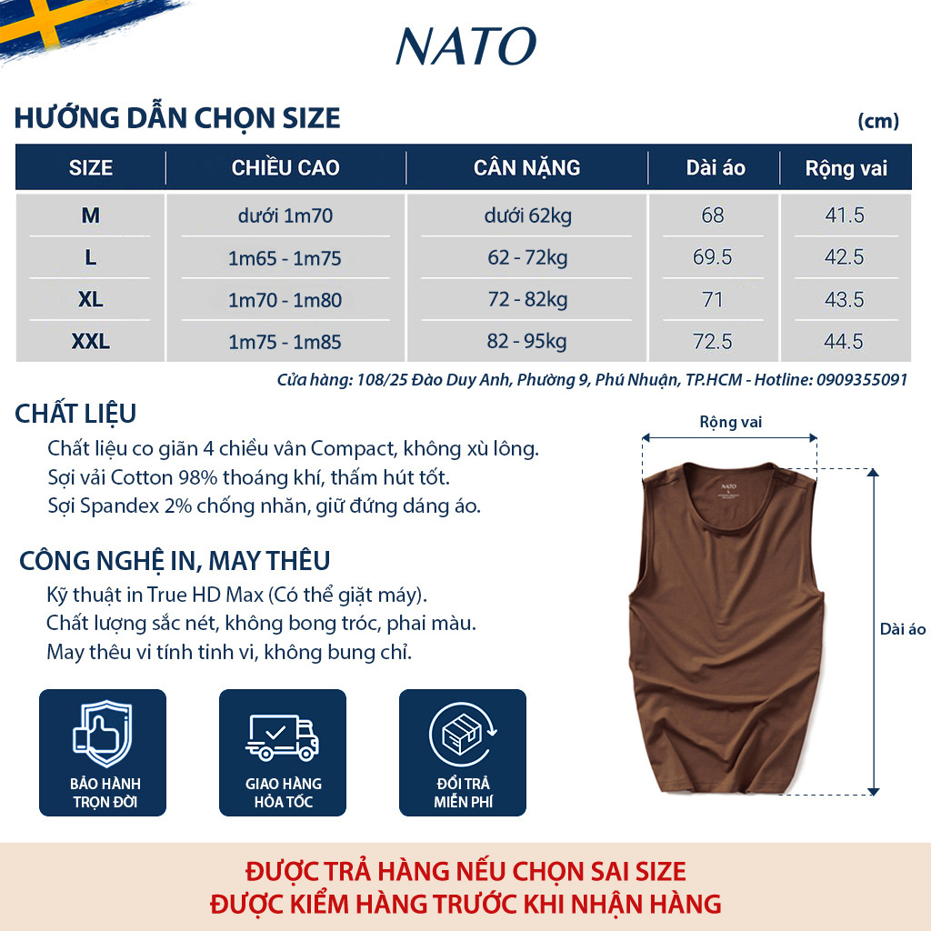 Áo Thun BA LỖ Nam Vải Cotton 100% Cao Cấp Tank Top Sát Nách Basic Đẹp Màu Trắng Đen Đỏ Xanh Navy Trơn Co Giãn NATO