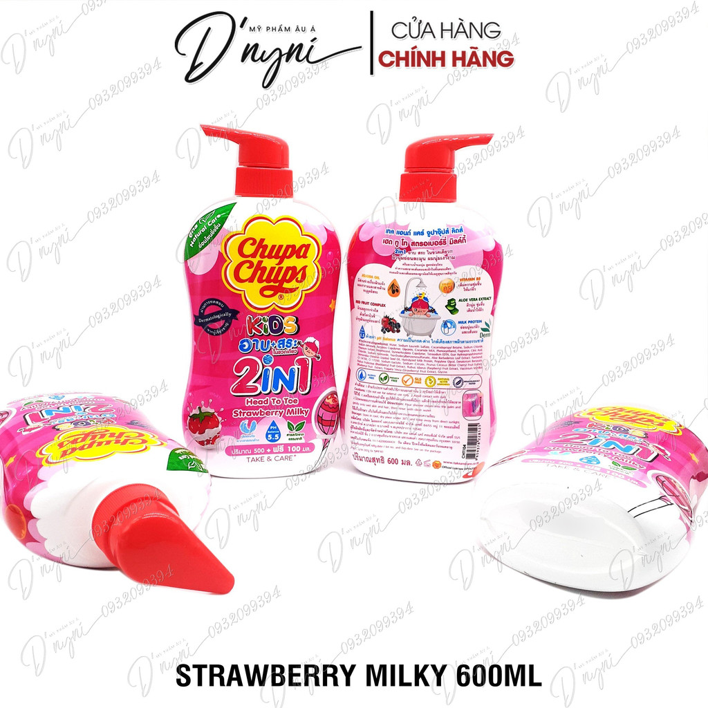 Sữa Tắm Và Gội Chupa Chups Kids Head To Toe Shower Cream+Shampoo 600 ml Thái Lan