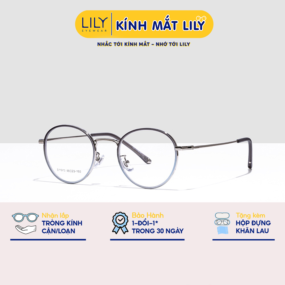 Gọng kính mắt tròn nữ LILYEYEWEAR chất liệu nhựa chắc chắn thanh nhẹ thiết kế thời trang 11913