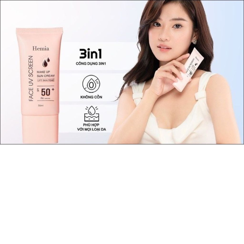 Kem chống nắng Hemia nâng tone trắng da kiềm dầu SPF50+++nhập khẩu chính hãng Hàn Quốc 50ml