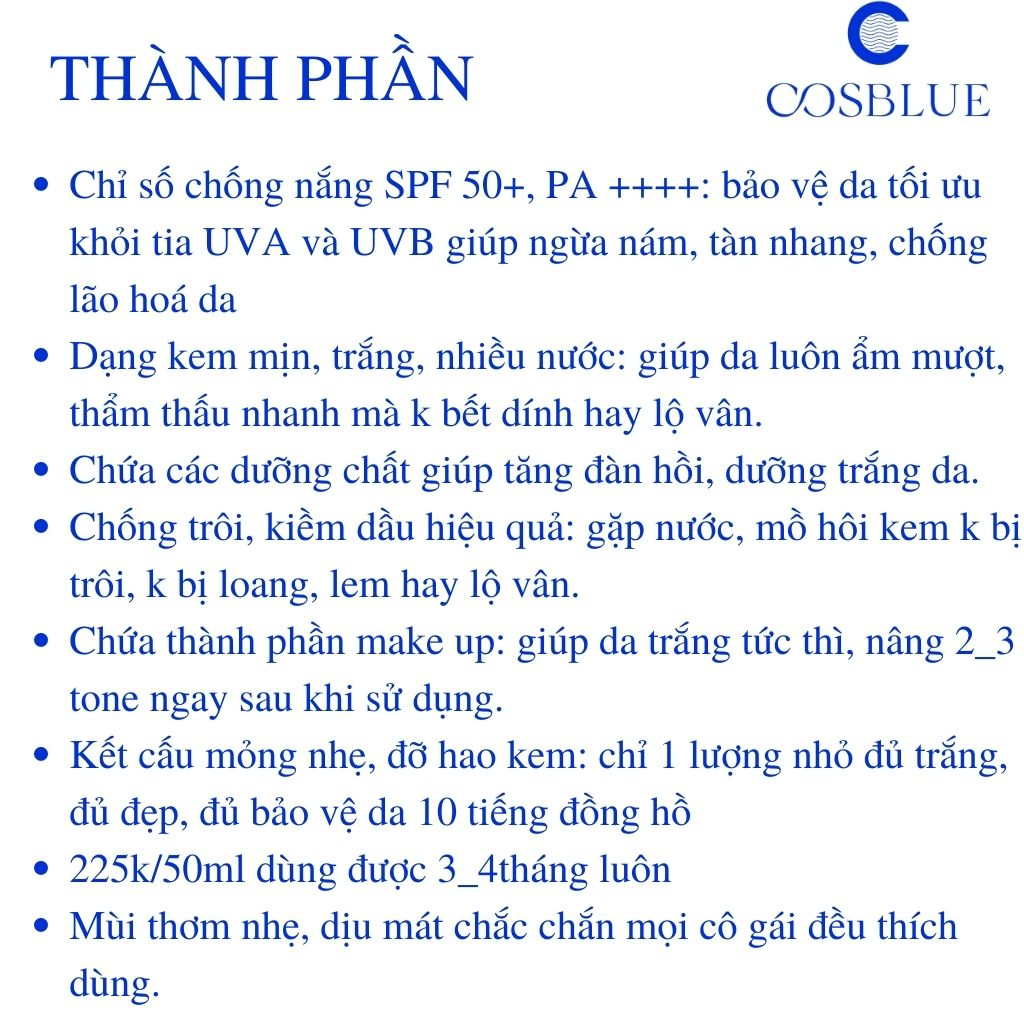 Kem Chống Nắng Morena Huyền Phi Chống Nắng, Nâng Tone, Dưỡng Da Bảo Vệ Da Khỏi Tia UV 50ml