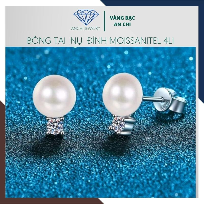 Bông tai kim cương moissanite nhân tạo 4li , có giấy kiểm định GRA - Anchi jewelry