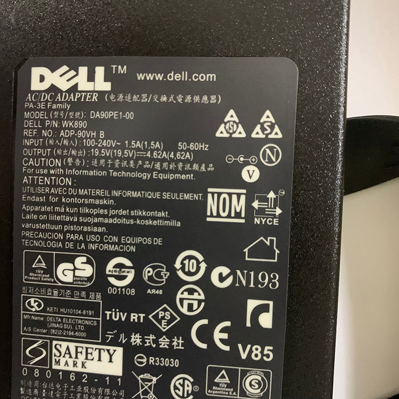 Sạc zin Dell slim 90W 19.5V 4.62A chân kim to Cao cấp cho Latitude seri Vostro seri Inspiron seri Studio seri mới 100%