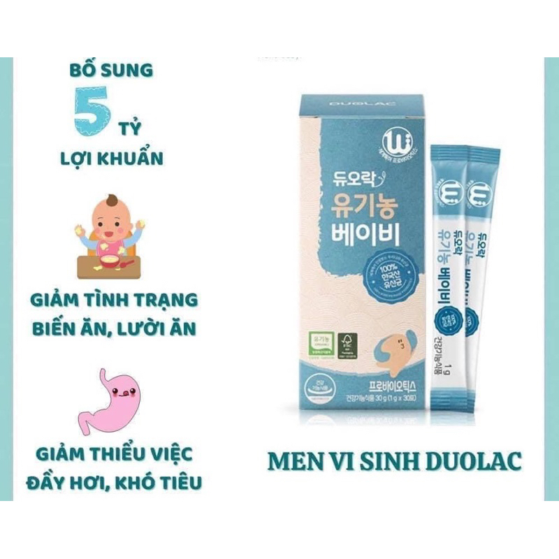 MEN VI SINH DUOLAC ORGANIC CHO BÉ HỘP 30 GÓI