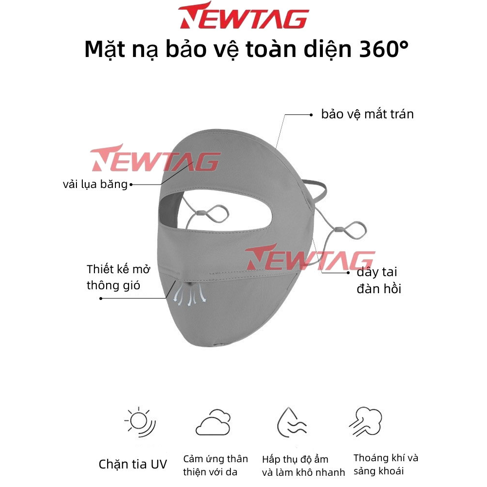 Khẩu trang toàn mặt chống 99% tia UV,Vòng đeo tai co giãn thoáng mát và thấm mồ hôi được nâng cấp để tạo sự thoải mái