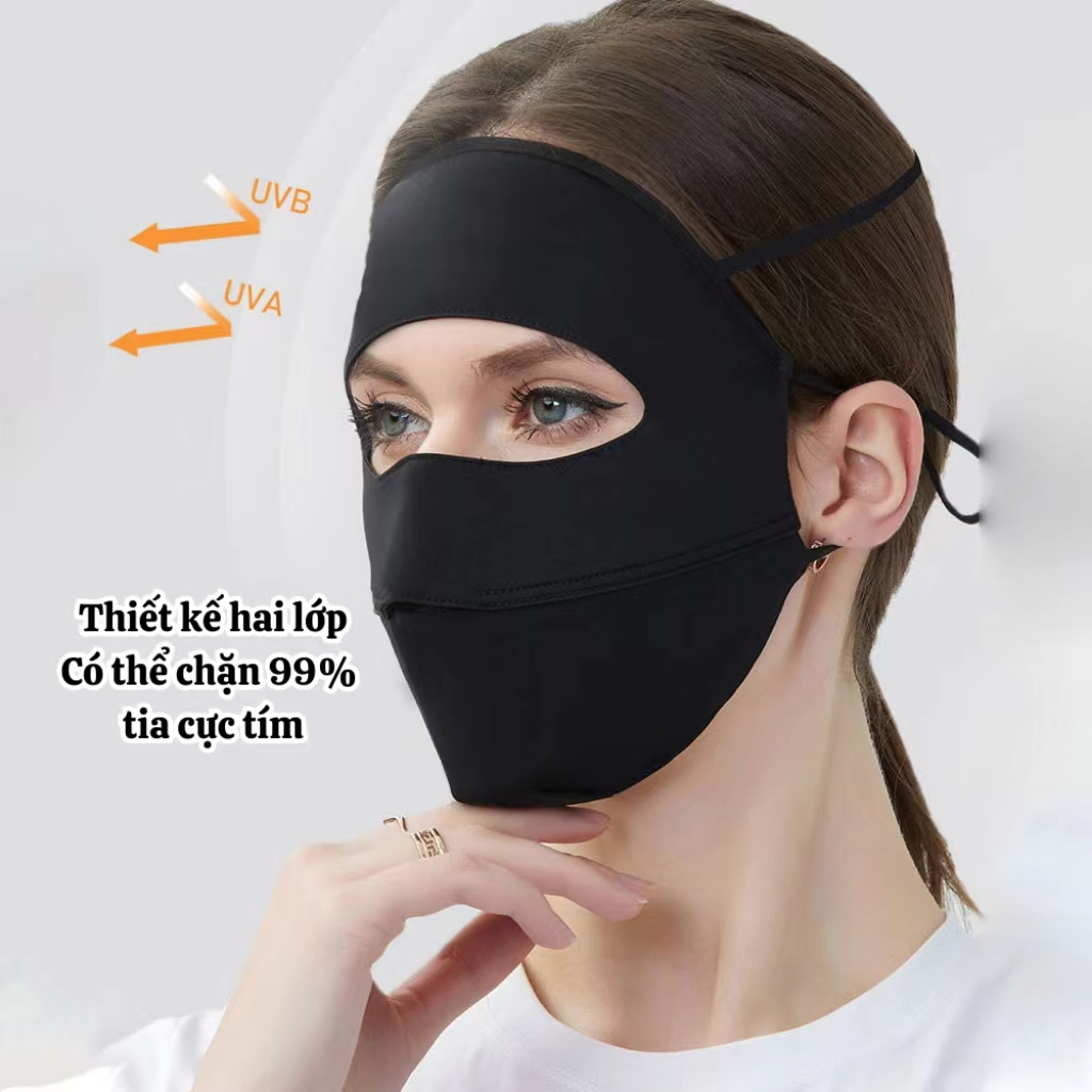 Khẩu trang toàn mặt chống 99% tia UV,Vòng đeo tai co giãn thoáng mát và thấm mồ hôi được nâng cấp để tạo sự thoải mái