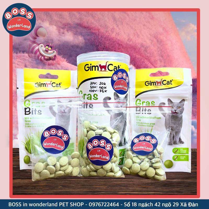 Viên cỏ tiêu búi lông  & viên phomai trứng cho thú cưng Gimcat