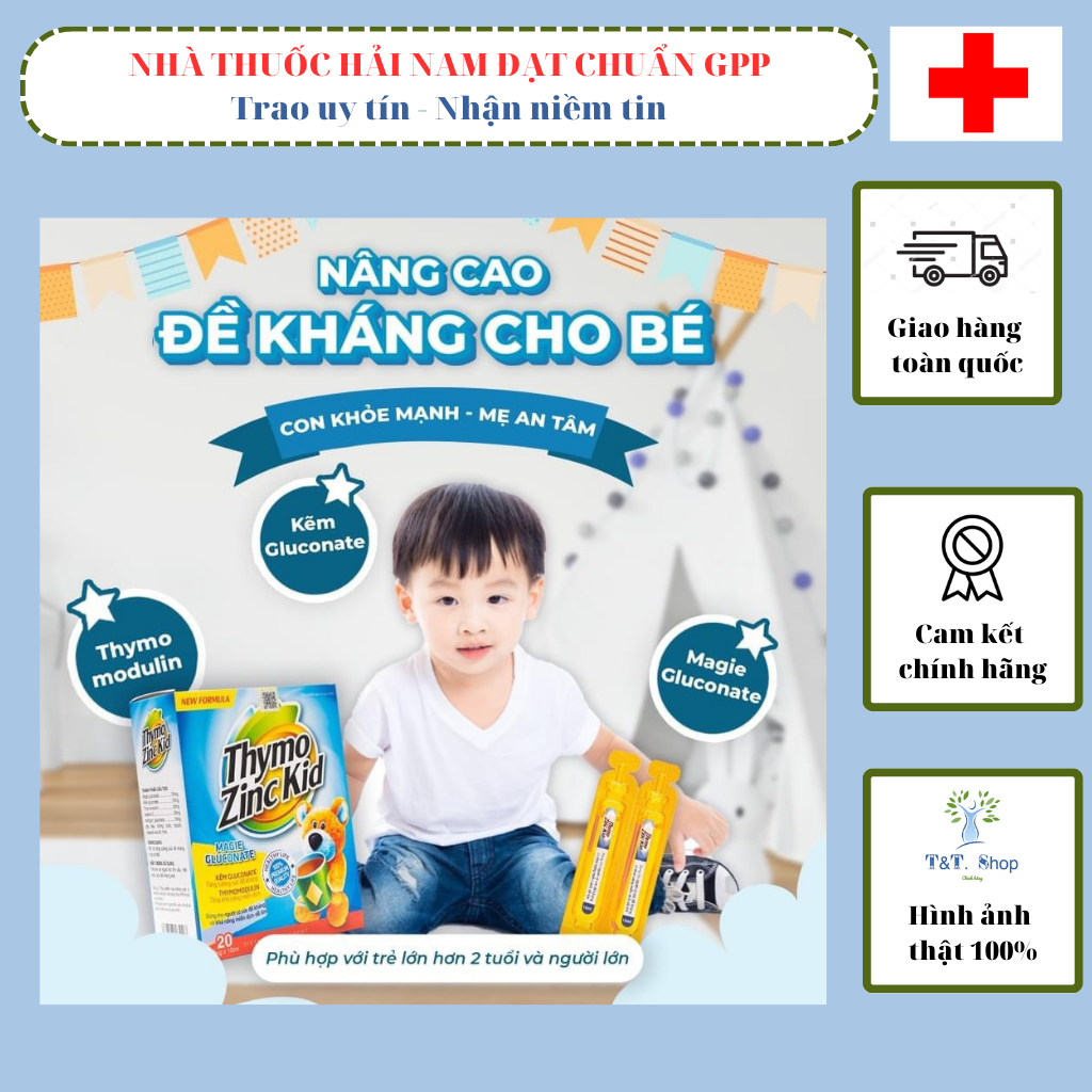 Kẽm THYMO ZINC Kid bảo vệ hệ miễn dịch cho trẻ - Hộp 20 ống