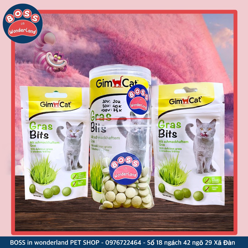 Viên cỏ tiêu búi lông  & viên phomai trứng cho thú cưng Gimcat