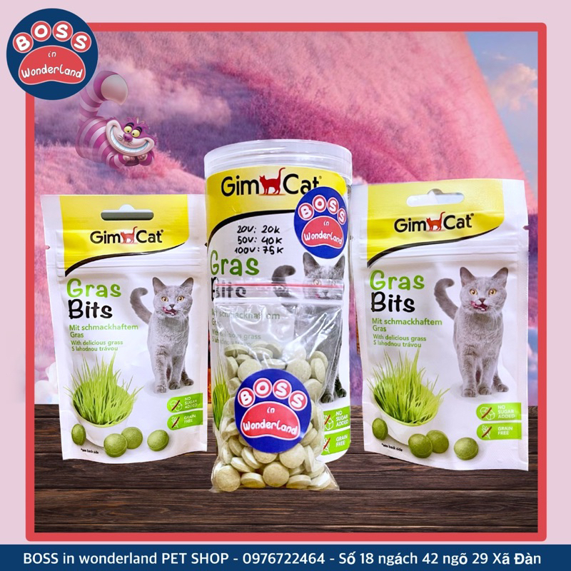 Viên cỏ tiêu búi lông  & viên phomai trứng cho thú cưng Gimcat