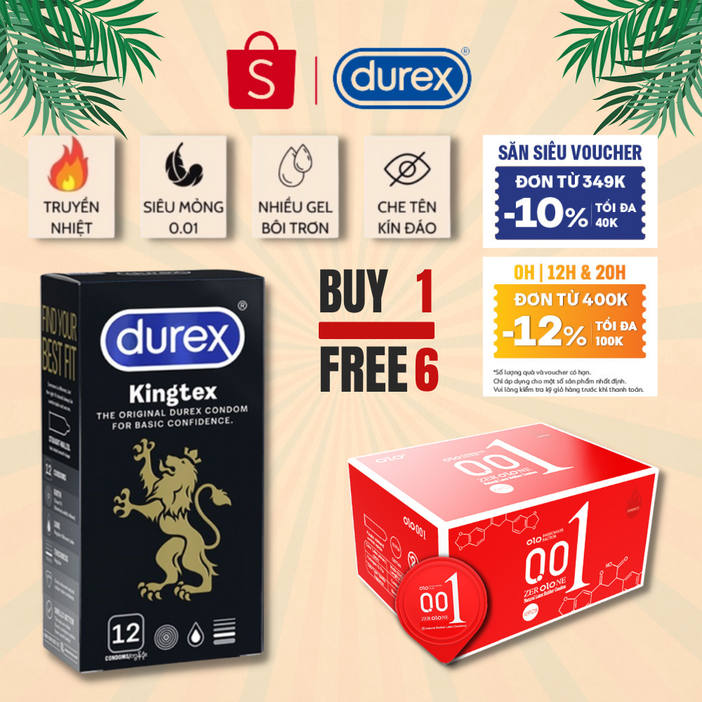 Bao cao su siêu mỏng 0.01 truyền nhiệt kéo dài thời gian - hộp 10 BCS (Shop bao cao su durex)