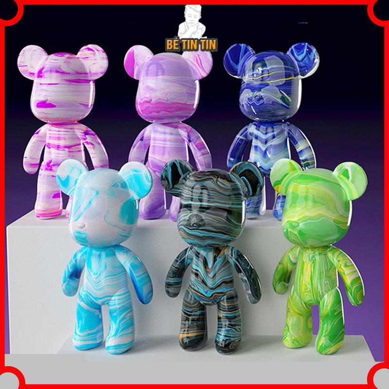 Set DIY đổ màu Acrylic pouring gấu bạo lực Bearbrick tự làm móc chìa khóa thủ công handmade quà tặng cho người yêu