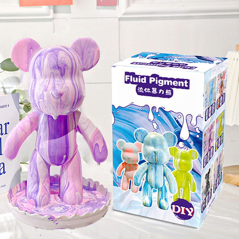 Set DIY đổ màu Acrylic pouring gấu bạo lực Bearbrick tự làm móc chìa khóa thủ công handmade quà tặng cho người yêu