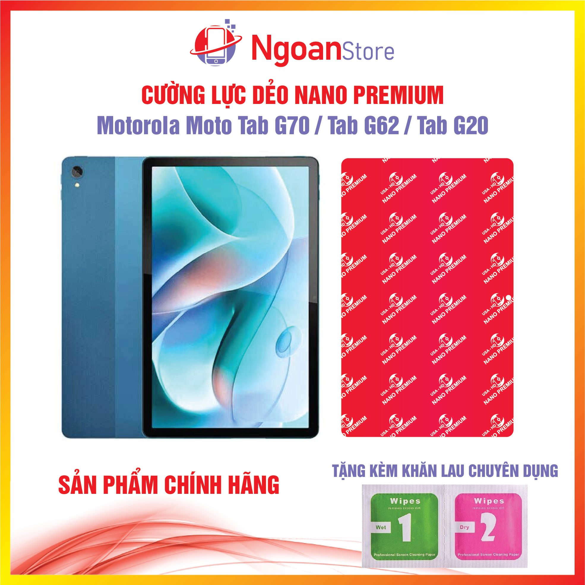 Cường lực dẻo Nano cho Motorola Moto Tab G70 / Tab G62 / Tab G20 - Ngoan Store