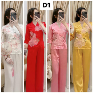 Đồ lam đi chùa vải lụa satin cao cấp mã d01 (sale)