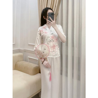 Đồ lam đi chùa vải lụa satin cao cấp mã d01 (sale)