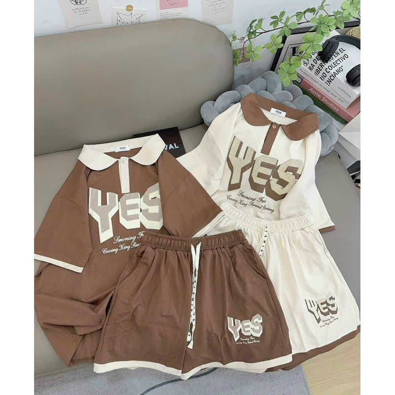 Set Bộ Thun Tici Áo Phông Tay Ngắn Chữ Hotreen + Quần Short Đùi