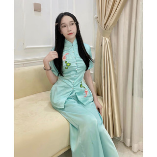 ĐỒ ĐI CHÙA NỮ  THÊU CÁ THỦ CÔNG SIÊU ĐẸP D14