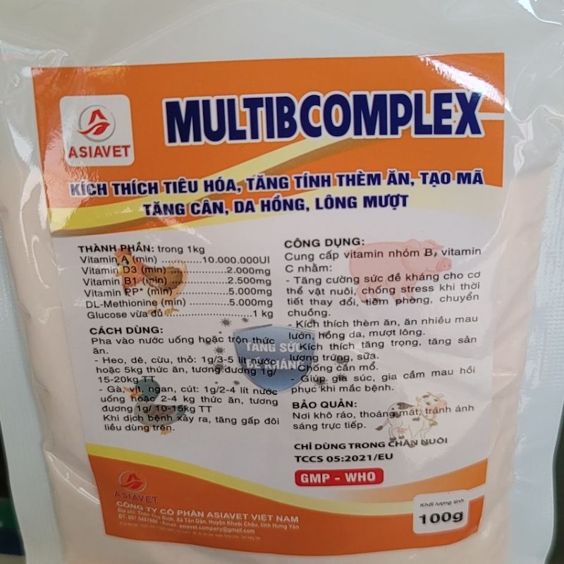 Gói Multibcomplex 100g kích thích thèm ăn, tiêu hóa tốt, tăng sức đề kháng cho thú cưng