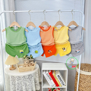 Bộ sát nách thun lạnh mickymom loại đẹp áo kẻ sọc 5 màu cho bé