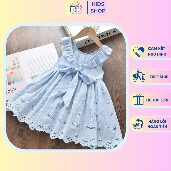 Váy cho bé gái mùa hè siêu thoáng mát, Đầm công chúa bé gái phong cách Hàn Quốc - BKKIDS!