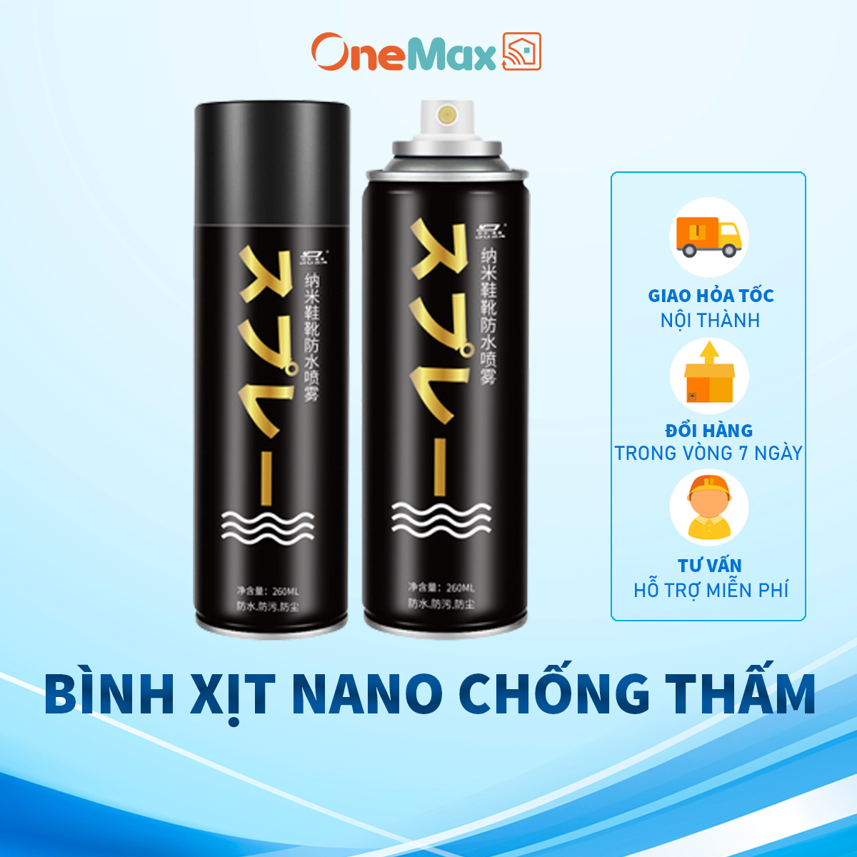 Bình xịt nano chống thấm nước, bụi bẩn cho giày túi, ví, áo da, mũ nón cao cấp ONEMAX