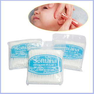 Tăm Bông Softtana Vệ Sinh Tai Mũi Cho Bé (Gói 80 que) 100% Bông Siêu Thấm - Dược phẩm Biophar