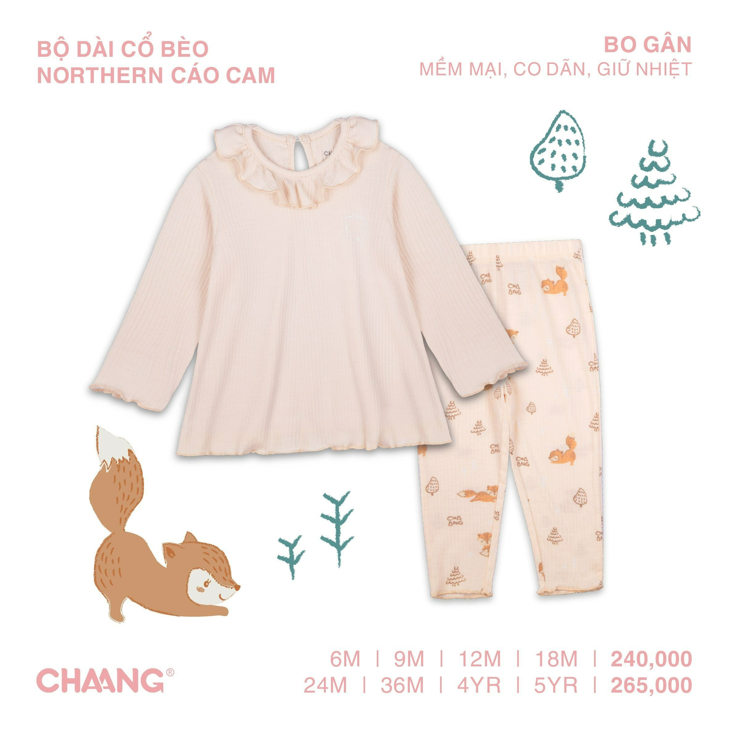 Bộ Dài Cổ Bèo Bé Gái Northern CHAANG AW22D14