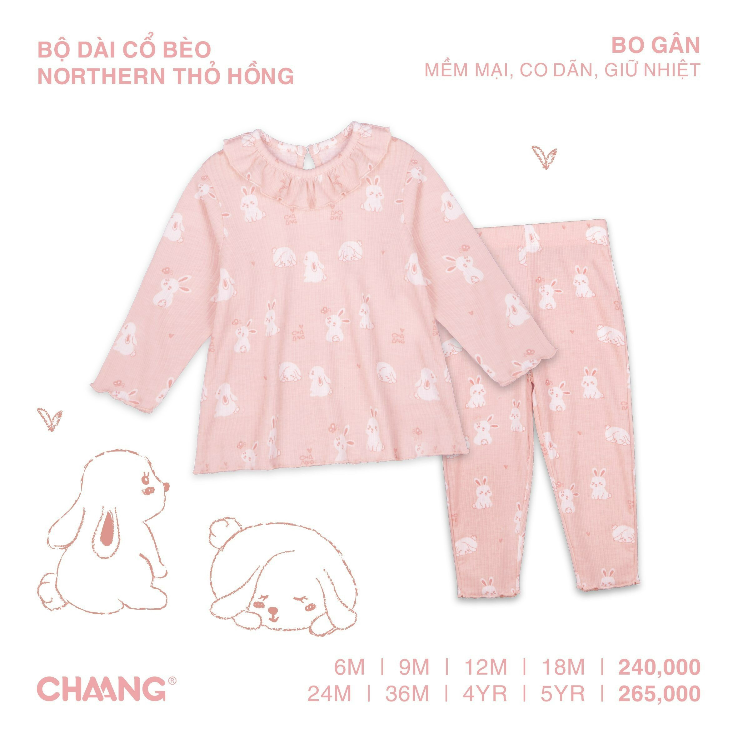 Bộ Dài Cổ Bèo Bé Gái Northern CHAANG AW22D14