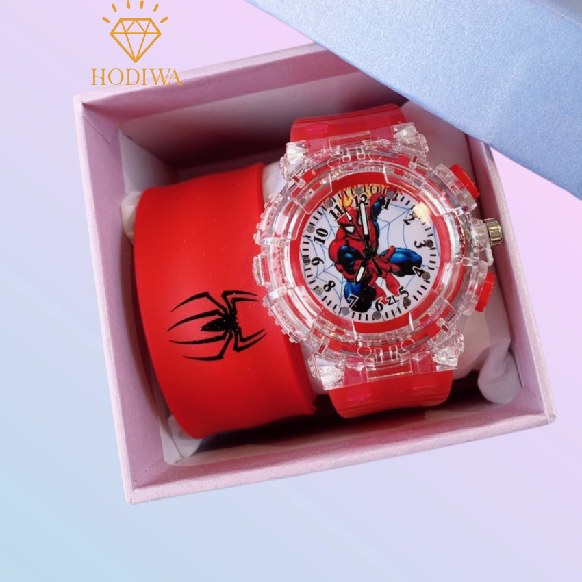 Đồng hồ đeo tay HODIWA gấu dâu lotso,elsa,mèo kitty,siêu nhân người nhện,marvel làm quà sinh nhật cho bé trai bé gái-M1