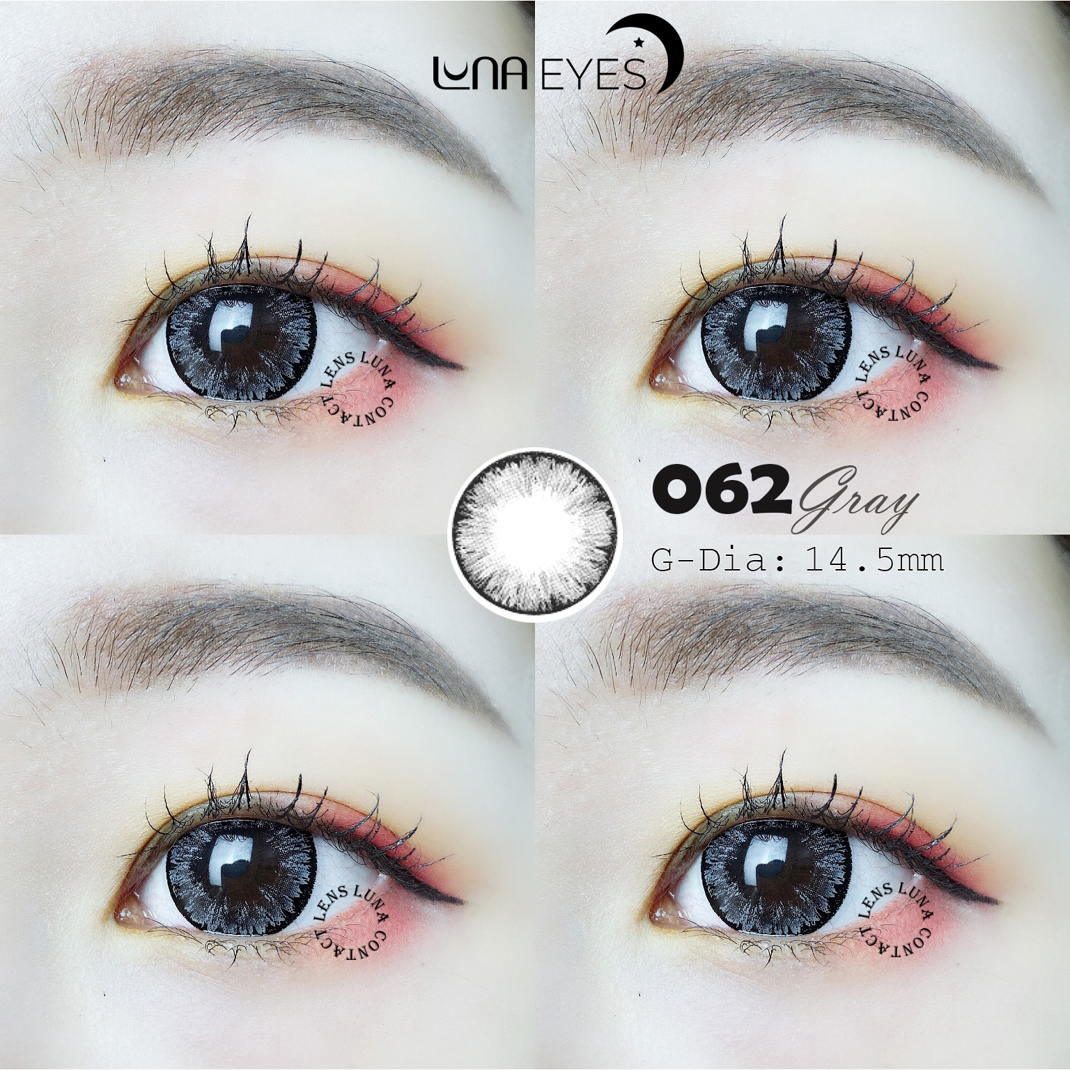 [1-day] Kính áp tròng LUNA EYES 062 Gray size to - lens 1 ngày