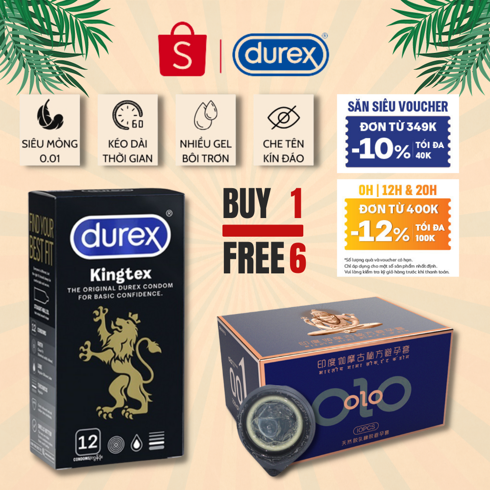 Bao cao su kéo dài thời gian, siêu mỏng 0.01 gân gai - hộp 10 BCS (Shop bao cao su durex)