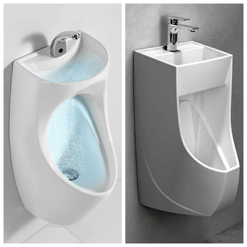 Bồn tiểu nam kết hợp chậu rửa treo tường màu trắng tiết kiệm tối đa không gian nhà tắm và tiết kiệm nước