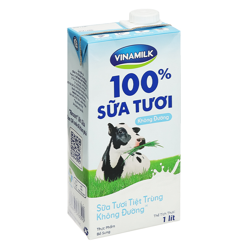 Sữa tươi Vinamilk 100% Không đường 1L