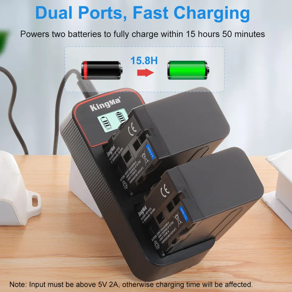 Pin Dung lượng cao và Dock sạc NP-F970 F990 F980 FM50 FM500 F960 F550 F570 F750 F770 F930 cho đèn chụp studio, máy quay