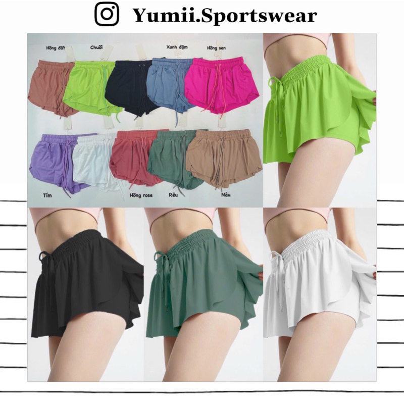 Quần Short Thể Thao Tập Gym Yoga Nữ - Quần Đùi Thể Thao Boxer Xoè, Chất Thun Polly Mềm Mịn Đẹp, Co Dãn Tốt