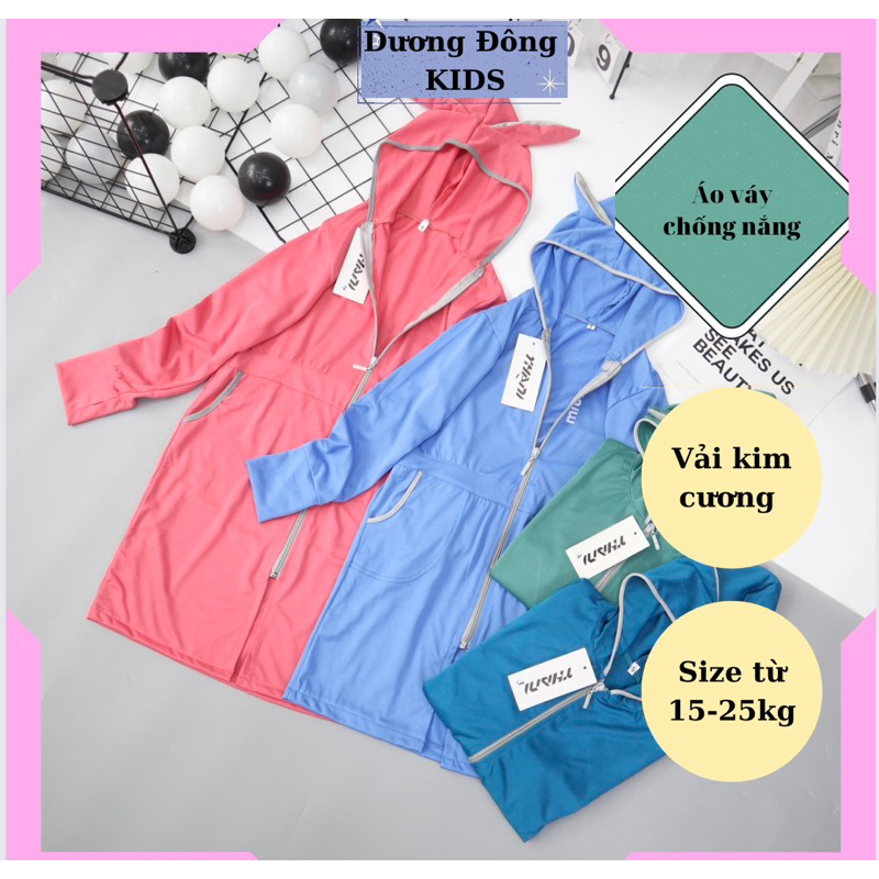 áo tai thỏ chống nắng liền thân bé gái size từ 15-25kg