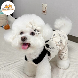 Set jum và váy yếm cặp đôi thỏ cute mát mẻ mùa hè cho thú cưng