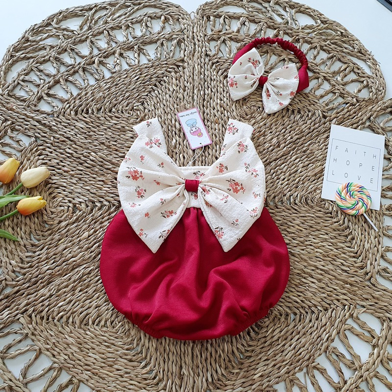 Bodysuit Nơ To Chất Đũi Xốp 𝐍𝐇𝐈́𝐌 𝐗𝐔̀ 𝐊𝐈𝐃𝐒 Cho Bé Gái Sơ Sinh, Đầy Tháng, Thôi Nôi, Sinh Nhật A473